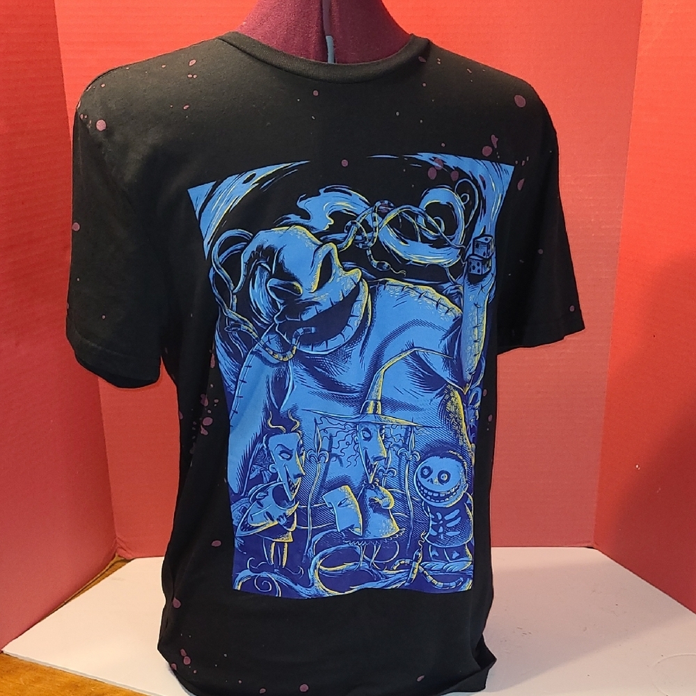 This Nightmare Before Christmas t-shirt features a bold graphic of Oogie Boogie